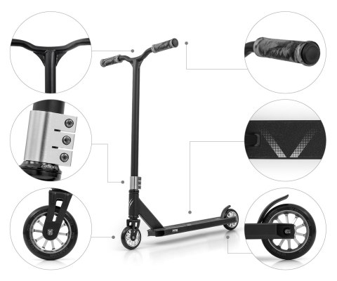 MMX Hulajnoga Scooter Jeździk wyczynowa MMX Raptor Silver Srebrna koła łożyskowane z hamulcem aluminium stal MMX Hulajnoga Scooter Jeździk wyczynowa MMX Raptor Silver Srebrna koła łożyskowane z hamulcem aluminium stal