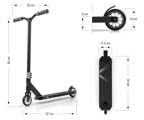 MMX Hulajnoga Scooter Jeździk wyczynowa MMX Raptor Silver Srebrna koła łożyskowane z hamulcem aluminium stal MMX Hulajnoga Scooter Jeździk wyczynowa MMX Raptor Silver Srebrna koła łożyskowane z hamulcem aluminium stal