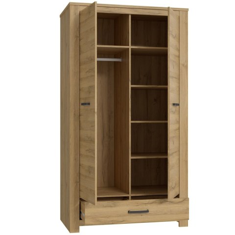 Meble Forte HAVANNA HVNS823-D67 Szafa ubraniowa 2-drzwiowa, drążek ubraniowy, półki, szuflada, Dąb Postarzany Meble Forte HAVANNA HVNS823-D67 Szafa ubraniowa 2-drzwiowa, drążek ubraniowy, półki, szuflada, Dąb Postarzany