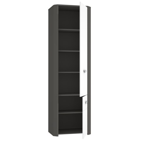 Meble Forte HEY HEYS711-C230 Szafa ubraniowa półki Szary/Biały Meble Forte HEY HEYS711-C230 Szafa ubraniowa półki Szary/Biały