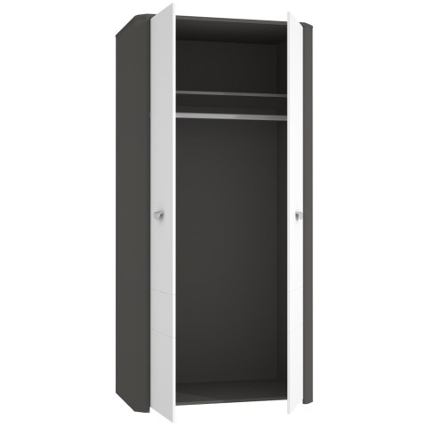 Meble Forte HEY HEYS821-C230 Szafa ubraniowa młodzieżowa Szary/Biały Meble Forte HEY HEYS821-C230 Szafa ubraniowa młodzieżowa Szary/Biały