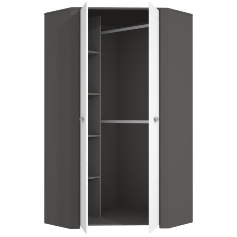 Meble Forte HEY HEYS921-C230 Szafa ubraniowa narożna Szary/Biały Meble Forte HEY HEYS921-C230 Szafa ubraniowa narożna Szary/Biały