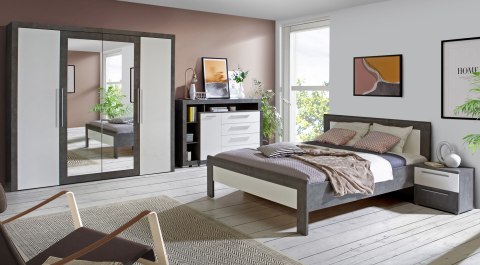 Meble Forte JULIETTA JLTK022-C286 Szafka nocna, Szary/Biały Meble Forte JULIETTA JLTK022-C286 Szafka nocna, Szary/Biały