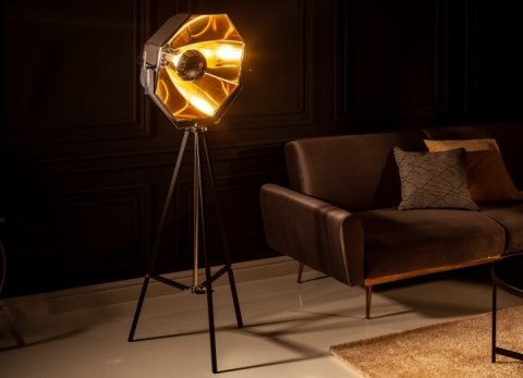 Invicta Interior INVICTA lampa podłogowa STUDIO czarno-złota - tkanina, podstawa metalowa Invicta Interior INVICTA lampa podłogowa STUDIO czarno-złota - tkanina, podstawa metalowa