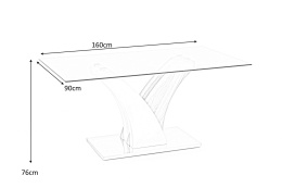 STÓŁ prostokątny VILMER Halmar blat SZKŁO TRANSPARENTNY podstawa DĄB SONOMA / BIAŁY 160x90