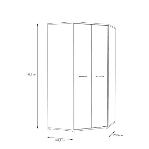 Meble Forte CHICORY CHRBS891-M213 Szafa ubraniowa narożna Biały/Dąb Meble Forte CHICORY CHRBS891-M213 Szafa ubraniowa narożna Biały/Dąb