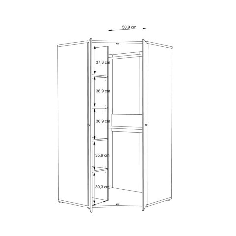 Meble Forte CHICORY CHRBS891-M213 Szafa ubraniowa narożna Biały/Dąb Meble Forte CHICORY CHRBS891-M213 Szafa ubraniowa narożna Biały/Dąb