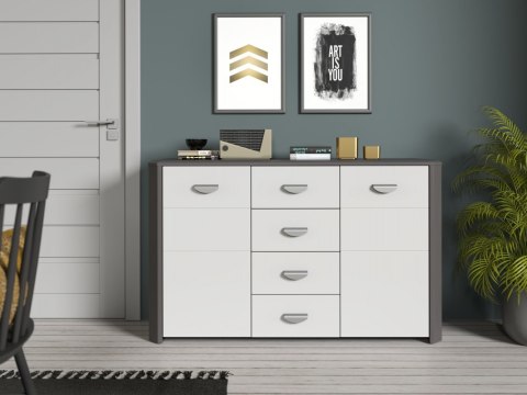 Meble Forte HEY HEYK231-C230 Komoda młodzieżowa Szary/Biały Meble Forte HEY HEYK231-C230 Komoda młodzieżowa Szary/Biały