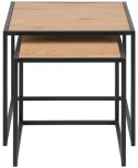 King Home ACTONA stolik zestaw SEAFORD dziki dąb - MDF fornir, metal 50x50 i 45x45 możliwość chowania mniejszego pod większym King Home ACTONA stolik zestaw SEAFORD dziki dąb - MDF fornir, metal 50x50 i 45x45 możliwość chowania mniejszego pod większym