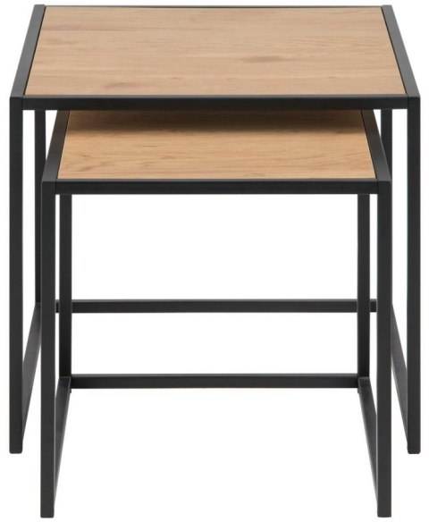 King Home ACTONA stolik zestaw SEAFORD dziki dąb - MDF fornir, metal 50x50 i 45x45 możliwość chowania mniejszego pod większym King Home ACTONA stolik zestaw SEAFORD dziki dąb - MDF fornir, metal 50x50 i 45x45 możliwość chowania mniejszego pod większym