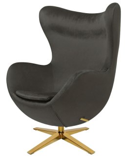 King Home Fotel EGG SZEROKI VELVET GOLD ciemny brąz.81 - welur, podstawa złota