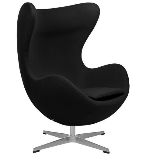 King Home Fotel EGG CLASSIC czarny.30 - wełna kaszmir obrotowy z funkcją bujania podstawa polerowane aluminium King Home Fotel EGG CLASSIC czarny.30 - wełna kaszmir obrotowy z funkcją bujania podstawa polerowane aluminium