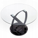 HALMAR stół OPTICO okrągły fi122 blat szkło transparentny nogi stal malowana proszkowo MDF okleinowany czarny