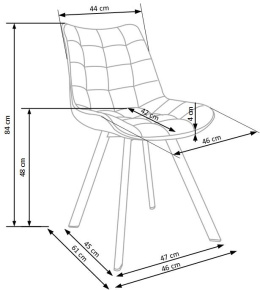 Halmar K332 krzesło nogi - czarne, siedzisko tkanina - różowy
