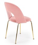 Halmar K385 krzesło do jadalni jasny różowy tkanina / nogi złoty stal chromowana