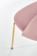 Halmar K385 krzesło do jadalni jasny różowy tkanina / nogi złoty stal chromowana