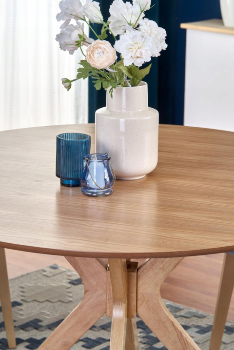 HALMAR stół NICOLAS okrągły dąb naturalny fi120cm blat MDF + okleina naturalna nogi lite drewno HALMAR stół NICOLAS okrągły dąb naturalny fi120cm blat MDF + okleina naturalna nogi lite drewno