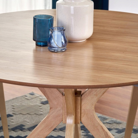 HALMAR stół NICOLAS okrągły dąb naturalny fi120cm blat MDF + okleina naturalna nogi lite drewno HALMAR stół NICOLAS okrągły dąb naturalny fi120cm blat MDF + okleina naturalna nogi lite drewno