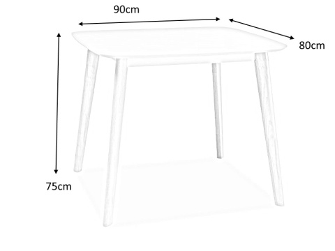 SIGNAL STÓŁ PROSTOKĄTNY TIBI BLAT MDF BIAŁY/ NOGI DREWNO DĄB BIELONY 90X80 do salonu jadalni lokalu SIGNAL STÓŁ PROSTOKĄTNY TIBI BLAT MDF BIAŁY/ NOGI DREWNO DĄB BIELONY 90X80 do salonu jadalni lokalu