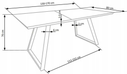 HALMAR stół TREVOR dąb sonoma / biały 130-170x80