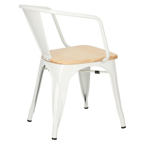 D2.DESIGN Krzesło Paris Arms Wood metalowe białe, siedzisko sosna naturalna D2.DESIGN Krzesło Paris Arms Wood metalowe białe, siedzisko sosna naturalna