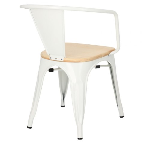 D2.DESIGN Krzesło Paris Arms Wood metalowe białe, siedzisko sosna naturalna D2.DESIGN Krzesło Paris Arms Wood metalowe białe, siedzisko sosna naturalna