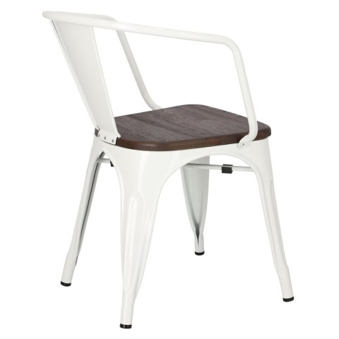 D2.DESIGN Krzesło Paris Arms Wood metalowe białe, drewno sosnowe szczotkowane kolor orzech D2.DESIGN Krzesło Paris Arms Wood metalowe białe, drewno sosnowe szczotkowane kolor orzech
