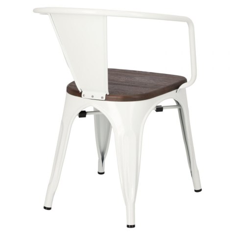 D2.DESIGN Krzesło Paris Arms Wood metalowe białe, drewno sosnowe szczotkowane kolor orzech D2.DESIGN Krzesło Paris Arms Wood metalowe białe, drewno sosnowe szczotkowane kolor orzech
