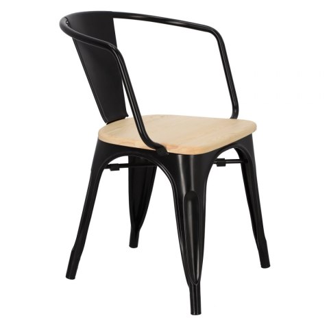 D2.DESIGN Krzesło Paris Arms Wood czarne metal lakierowany drewno sosna naturalna z podłokietnikami D2.DESIGN Krzesło Paris Arms Wood czarne metal lakierowany drewno sosna naturalna z podłokietnikami
