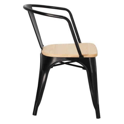 D2.DESIGN Krzesło Paris Arms Wood czarne metal lakierowany drewno sosna naturalna z podłokietnikami D2.DESIGN Krzesło Paris Arms Wood czarne metal lakierowany drewno sosna naturalna z podłokietnikami