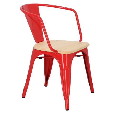 D2.DESIGN Krzesło Paris Arms Wood metalowe czerwone, drewno sosna naturalna D2.DESIGN Krzesło Paris Arms Wood metalowe czerwone, drewno sosna naturalna