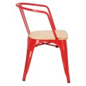 D2.DESIGN Krzesło Paris Arms Wood metalowe czerwone, drewno sosna naturalna D2.DESIGN Krzesło Paris Arms Wood metalowe czerwone, drewno sosna naturalna