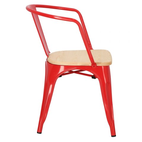 D2.DESIGN Krzesło Paris Arms Wood metalowe czerwone, drewno sosna naturalna D2.DESIGN Krzesło Paris Arms Wood metalowe czerwone, drewno sosna naturalna