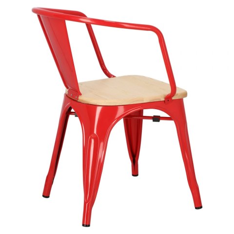 D2.DESIGN Krzesło Paris Arms Wood metalowe czerwone, drewno sosna naturalna D2.DESIGN Krzesło Paris Arms Wood metalowe czerwone, drewno sosna naturalna
