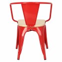 D2.DESIGN Krzesło Paris Arms Wood metalowe czerwone, drewno sosna naturalna D2.DESIGN Krzesło Paris Arms Wood metalowe czerwone, drewno sosna naturalna