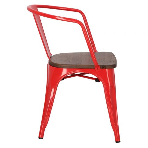 D2.DESIGN Krzesło Paris Arms Wood metalowe czerwone, drewno sosnowe kolor orzech D2.DESIGN Krzesło Paris Arms Wood metalowe czerwone, drewno sosnowe kolor orzech