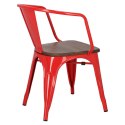 D2.DESIGN Krzesło Paris Arms Wood metalowe czerwone, drewno sosnowe kolor orzech D2.DESIGN Krzesło Paris Arms Wood metalowe czerwone, drewno sosnowe kolor orzech