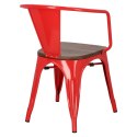 D2.DESIGN Krzesło Paris Arms Wood metalowe czerwone, drewno sosnowe kolor orzech D2.DESIGN Krzesło Paris Arms Wood metalowe czerwone, drewno sosnowe kolor orzech