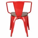 D2.DESIGN Krzesło Paris Arms Wood metalowe czerwone, drewno sosnowe kolor orzech D2.DESIGN Krzesło Paris Arms Wood metalowe czerwone, drewno sosnowe kolor orzech