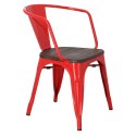 D2.DESIGN Krzesło Paris Arms Wood metalowe czerwone, drewno sosnowe szczotkowane kolor orzech D2.DESIGN Krzesło Paris Arms Wood metalowe czerwone, drewno sosnowe szczotkowane kolor orzech