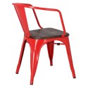 D2.DESIGN Krzesło Paris Arms Wood metalowe czerwone, drewno sosnowe szczotkowane kolor orzech D2.DESIGN Krzesło Paris Arms Wood metalowe czerwone, drewno sosnowe szczotkowane kolor orzech