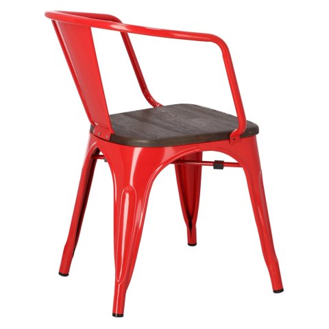 D2.DESIGN Krzesło Paris Arms Wood metalowe czerwone, drewno sosnowe szczotkowane kolor orzech D2.DESIGN Krzesło Paris Arms Wood metalowe czerwone, drewno sosnowe szczotkowane kolor orzech