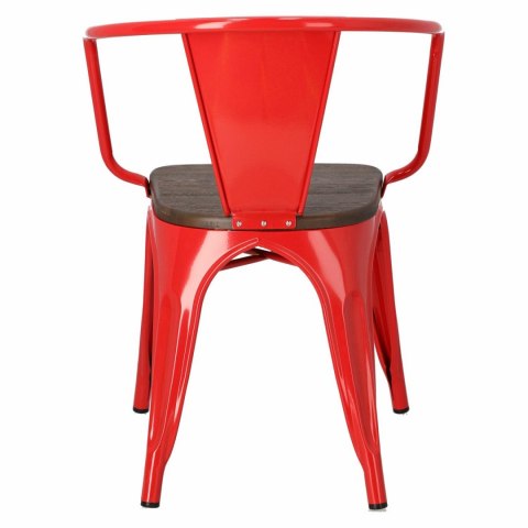 D2.DESIGN Krzesło Paris Arms Wood metalowe czerwone, drewno sosnowe szczotkowane kolor orzech D2.DESIGN Krzesło Paris Arms Wood metalowe czerwone, drewno sosnowe szczotkowane kolor orzech