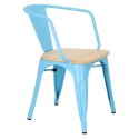 D2.DESIGN Krzesło Paris Arms Wood metalowe niebieskie, drewno sosnowe naturalna D2.DESIGN Krzesło Paris Arms Wood metalowe niebieskie, drewno sosnowe naturalna