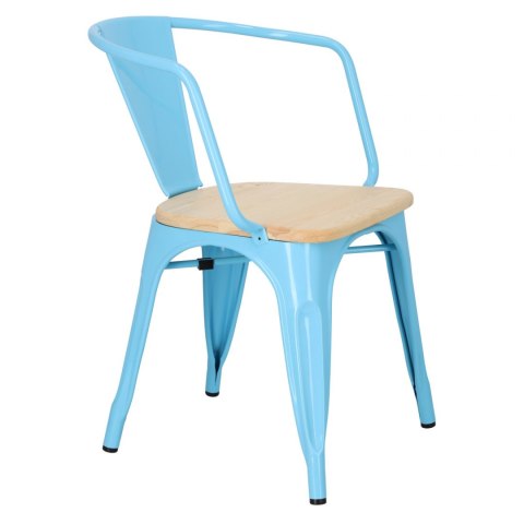D2.DESIGN Krzesło Paris Arms Wood metalowe niebieskie, drewno sosnowe naturalna D2.DESIGN Krzesło Paris Arms Wood metalowe niebieskie, drewno sosnowe naturalna