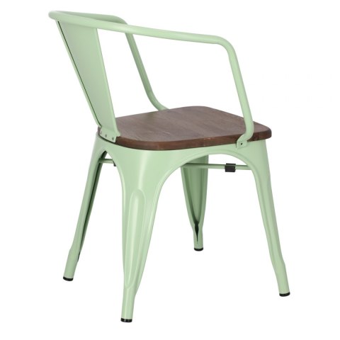 D2.DESIGN Krzesło Paris Arms Wood metalowe zielone, drewno sosnowe kolor orzech D2.DESIGN Krzesło Paris Arms Wood metalowe zielone, drewno sosnowe kolor orzech