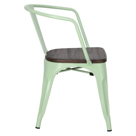 D2.DESIGN Krzesło Paris Arms Wood metalowe zielone, drewno sosnowe szczotkowane kolor orzech D2.DESIGN Krzesło Paris Arms Wood metalowe zielone, drewno sosnowe szczotkowane kolor orzech