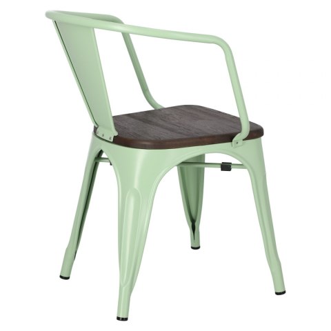 D2.DESIGN Krzesło Paris Arms Wood metalowe zielone, drewno sosnowe szczotkowane kolor orzech D2.DESIGN Krzesło Paris Arms Wood metalowe zielone, drewno sosnowe szczotkowane kolor orzech