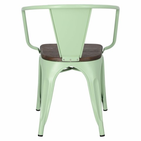 D2.DESIGN Krzesło Paris Arms Wood metalowe zielone, drewno sosnowe szczotkowane kolor orzech D2.DESIGN Krzesło Paris Arms Wood metalowe zielone, drewno sosnowe szczotkowane kolor orzech