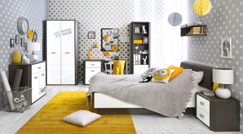 Meble Forte HEY HEYK221-C230 Komoda młodzieżowa Szary/Biały Meble Forte HEY HEYK221-C230 Komoda młodzieżowa Szary/Biały